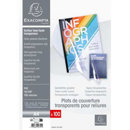 Picture of EXACOMPTA TRANSPARENT PVC BINDING COVERS 100 PACK